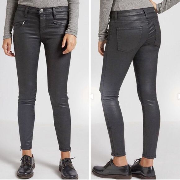 CURRENT ELLIOTT The Soho Zipped Stiletto Jeans Grey Coated Retro Skinny Size 25 - Picture 10 of 10